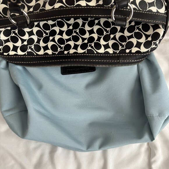 COACH F15132 Black White Heritage Signature Satchel Bag and Pouch Wristlet - Picture 13 of 14